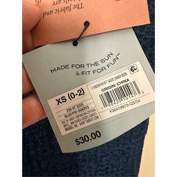 Shade & Shore Blue Knit Maxi Dress Swim Coverup Size XS - Picture 5 of 5